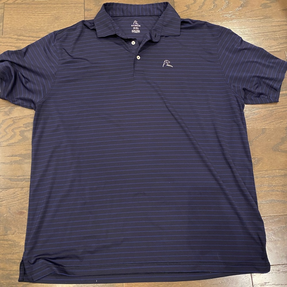 Rhoback Navy Blue Striped Polo Shirt